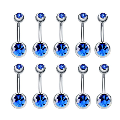 Piercings de Ombligo de acero inoxidable para hombres y mujeres, pendientes de Ombligo, anillos gemas, Piercing de Ombligo, joyería de cuerpo Punk, 10 piezas: COLOR ORO ROSADO