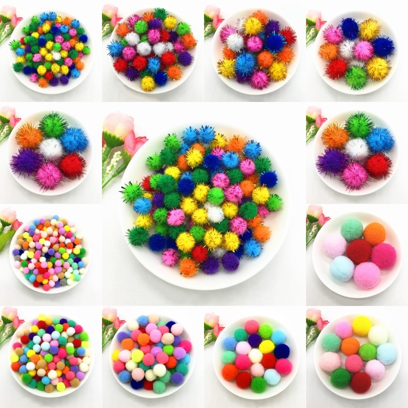 Pompom ballen glitter 10-30mm pompons vroeg leren kerst huisdecoratie handgemaakte knutselen scrapbooking pop diy 20g
