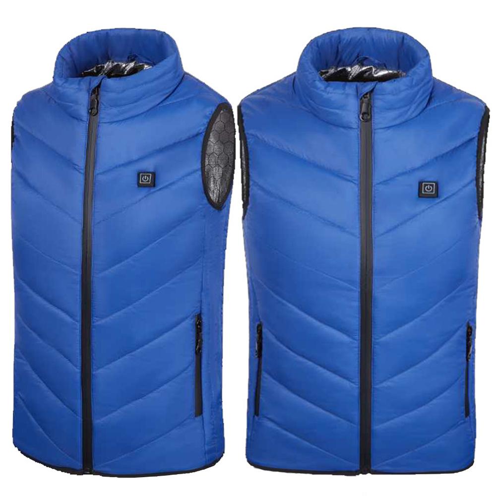 Children's Heated Vest Winter Jacket USB Charging Teenagers Heated Vest Warm Running Outdoor Wear Safety Intelligent Keep Warm: Blue / 130cm