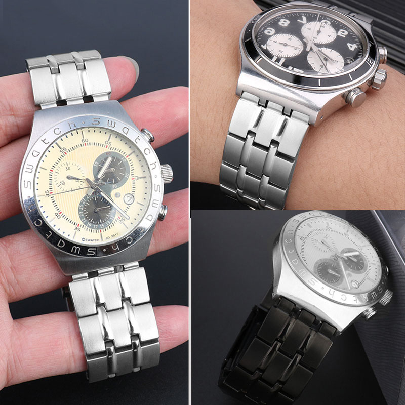 19mm 21mm neue stil Für Swatch männer schwarz stahl uhr Metall Gurt YVS451 YVS435 YCS443G Armbinde zubehör