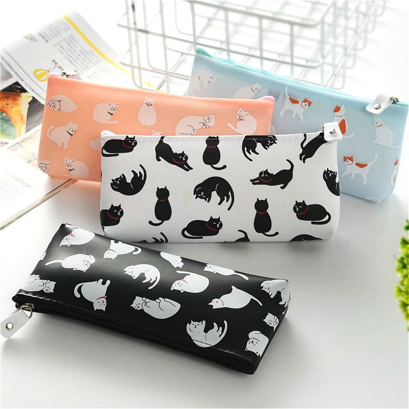 Kawaii – trousse à crayons chats en PU de , fournitures scolaires, papeterie , jolie boîte à crayons, outils scolaires