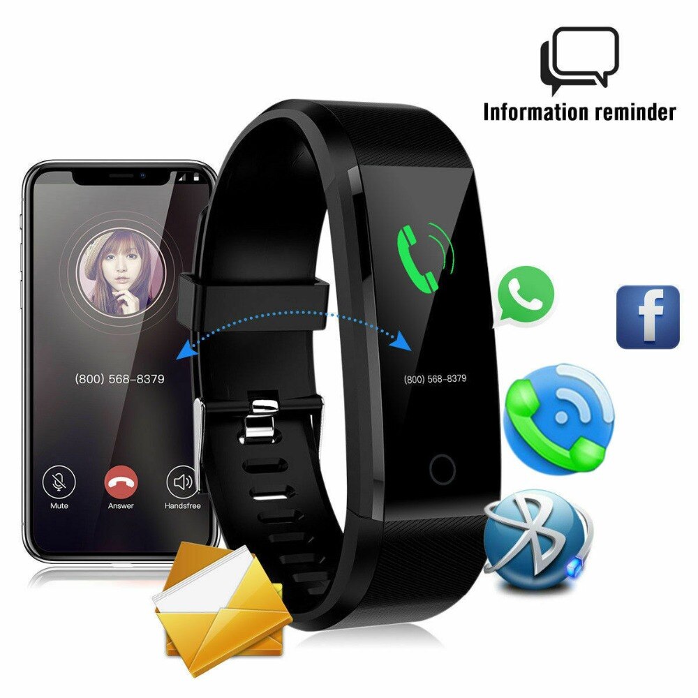 Smart Bracelet ID115 Plus Sports Pedometer Watch OLED Screen Fitness Running Walking Tracker Heart Rate Pedometer Smart Band