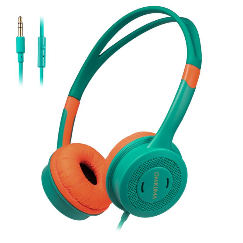 CONNECTLAND Over-Ear Kids Headphones – Wired Stereo, Red, In-Line Mic, Headband