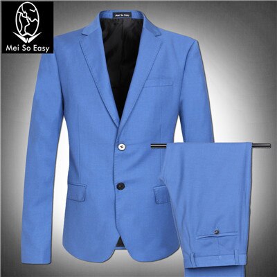 light blue blazer men's suit jacket set extra large very large big man autumn plus size M- 4XL 5XL 6XL 7XL 8XL: blue / XL