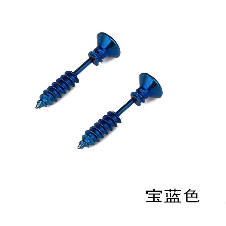 1Pc/2Pc Punk Stijl Roestvrij Staal 10 Kleuren Stud Oorbellen Mannen Vrouwen Oor Sieraden Rock Gothic Unisex piercing Oorbel: Royal Blue / Single