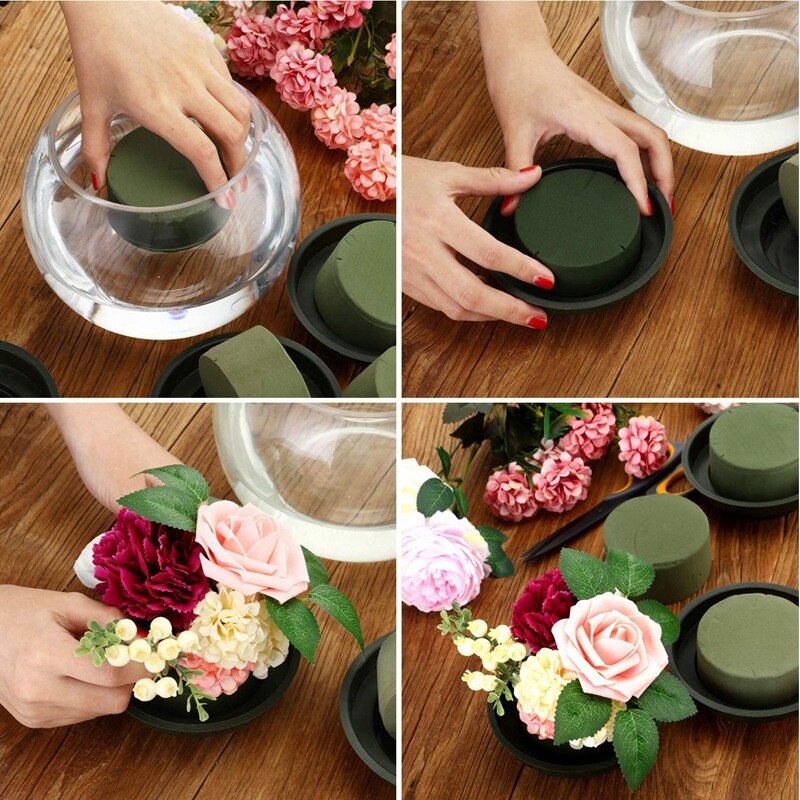 12Pcs/Set DIY Flower Arrangement Kit Green Round Wet Floral Foam Wedding Aisle Flowers Party Decoration