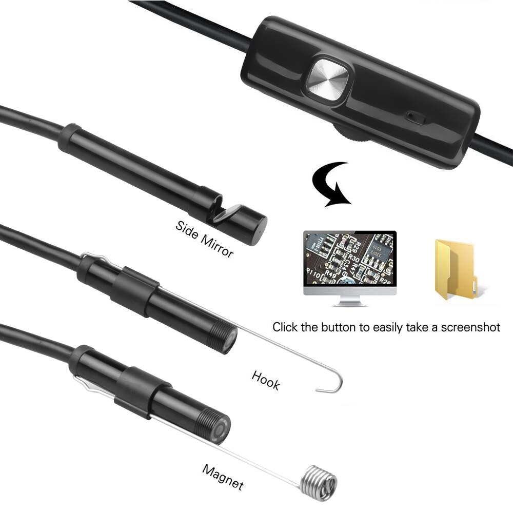 Newest USB Cable Mini 1M 7mm Waterproof Endoscope Borescope Rigid Inspection Camera Snake Tube With 6 LED For Android Phone