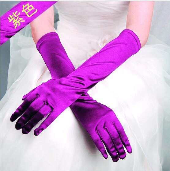 10 Stk/partij 20 Kleur 38Cmwomen Dame Dansen Prestaties Lange Paarse Handschoenen Mode Avondfeest Handschoen: Paars