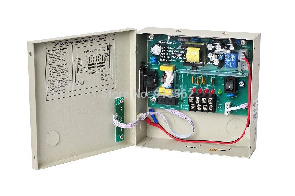 CCTV Power Supply 12V DC 3A 4CH Power Box UPS Functions, SLA Battery CE ROHS For CCTV Camera