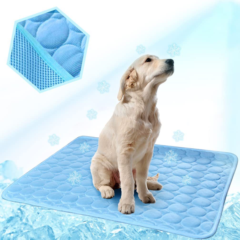 Almohadilla refrescante para perros, tela de seda de hielo, colchón autorefrigerador, estera refrescante para mascotas, almohadilla para dormir para perros y gatos, cama fría de verano para animales pequeños: XS / BLANCO