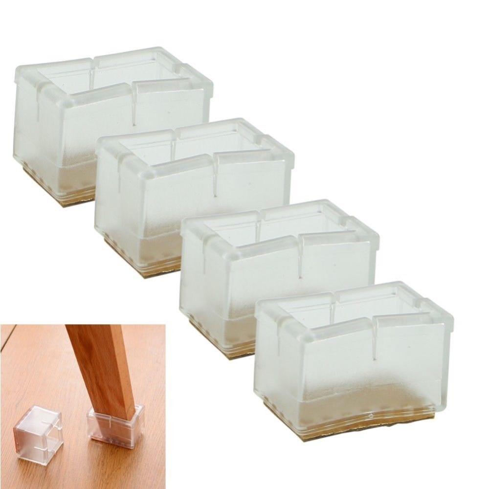 4x Square Chair Leg Caps Rubber Feet Protector Pads Furniture Table Covers