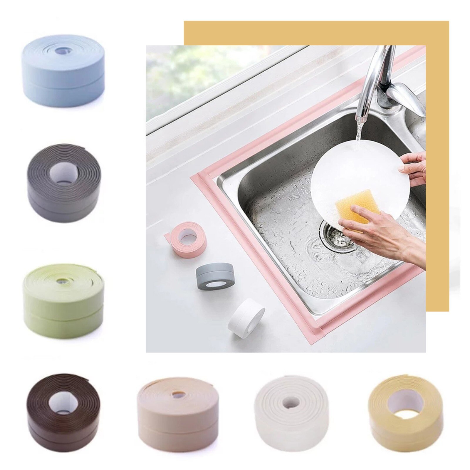 Cinta de sellado para ventanas de baño, adhesivo impermeable para pared, costura autoadhesiva para cocina, 3,2 m x 3,8 cm #35