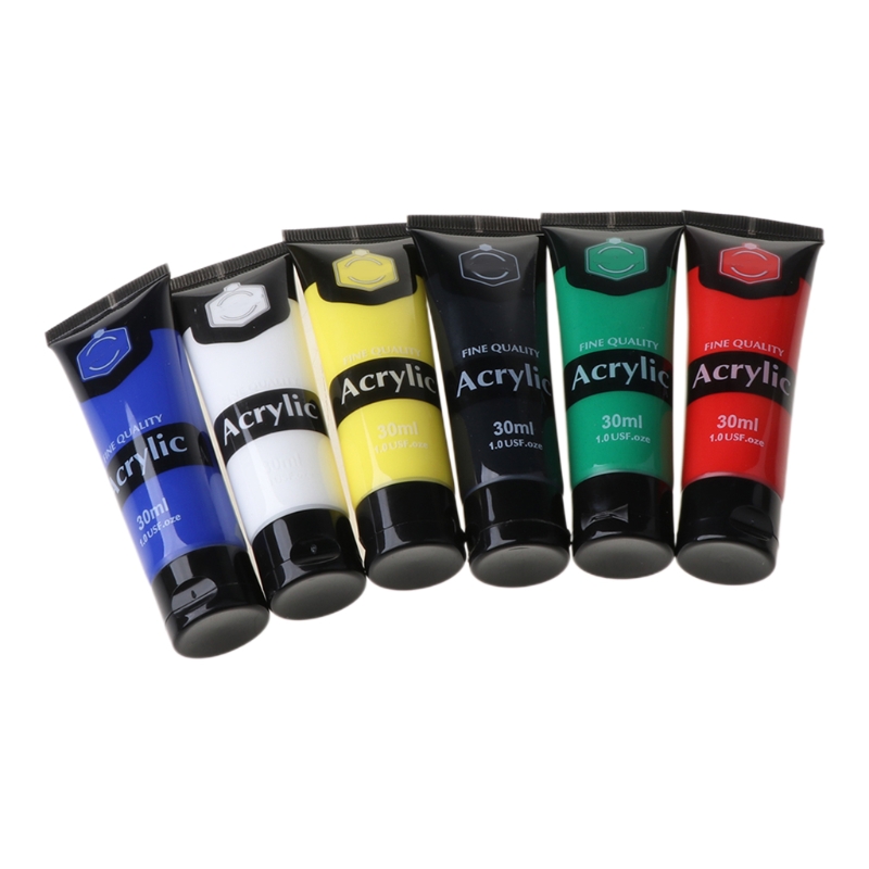 6 Colors 30ml Acrylic Paint Set Drawing Painting Pigment Hand-paint B36C