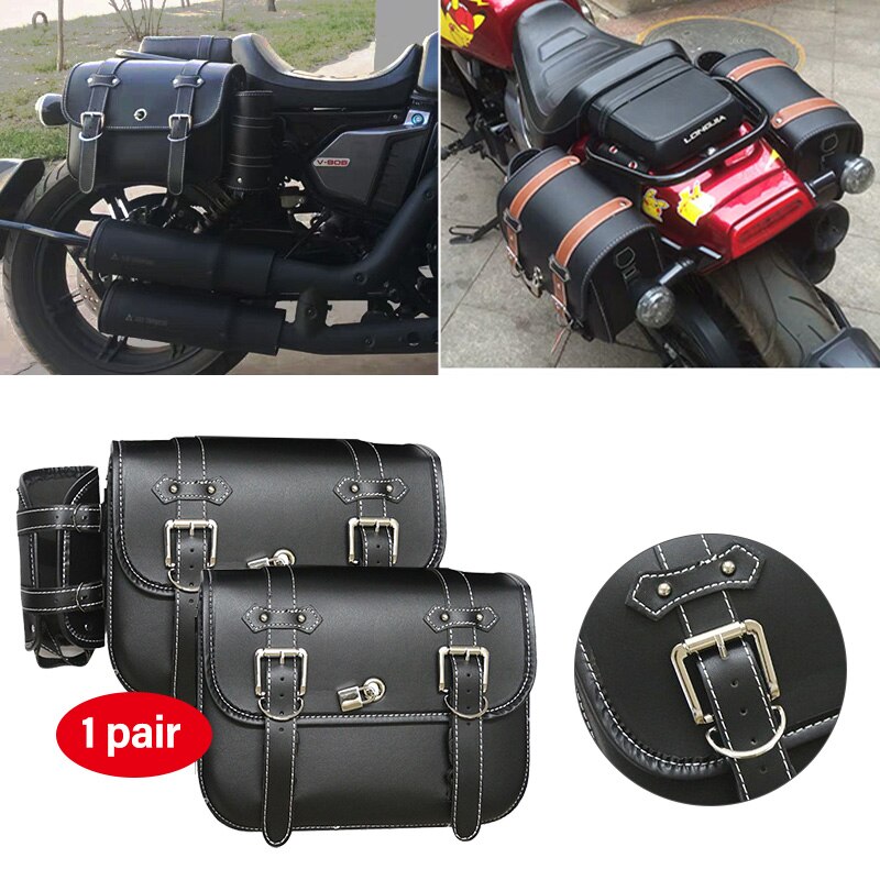 Motorcycle Waterproof Bag Motorcycle Saddle Bags Pu Leather Motorbike Side Tool Bag Out Door Luggage for Sportster XL 883 1200