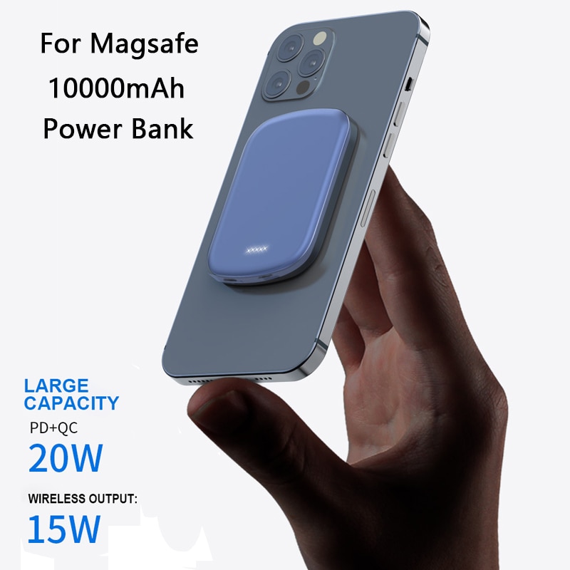 Banco de energía magnético para móvil, cargador inalámbrico de 15W, PD20W, para iPhone 12 Pro Max 12Mini, batería externa de 10000mAh, Magsafe