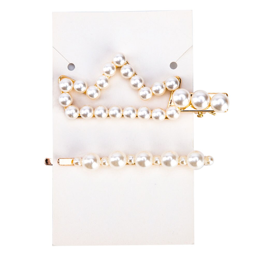 3/4pcs Trendy Pearl Hair Clips For Women Handmade Geometric Hair Barrette Triangle Square Hairpins Snap Hair Styling Accessories: 09