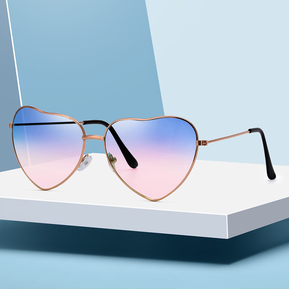 1 unidad de gafas de sol en forma de corazón retro UV 400 Color caramelo gradiente océano lentes marco de Metal vestido de fantasía ropa de calle mujer