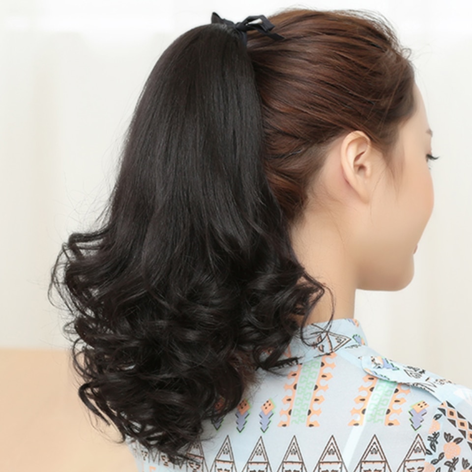 Allaosify Bruin Zwarte Hittebestendige Synthetische Hair Extensions Paardenstaart Hair Extensions Koord Paardenstaart 12 &quot;Hair Extensions