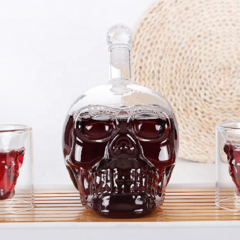Crystal Skull Head Shot Glass Cocktails Beer Wine 1000ML 550ML Bottle Glass Champagne Fruit Juice Party Drinkware Cup Bottles
