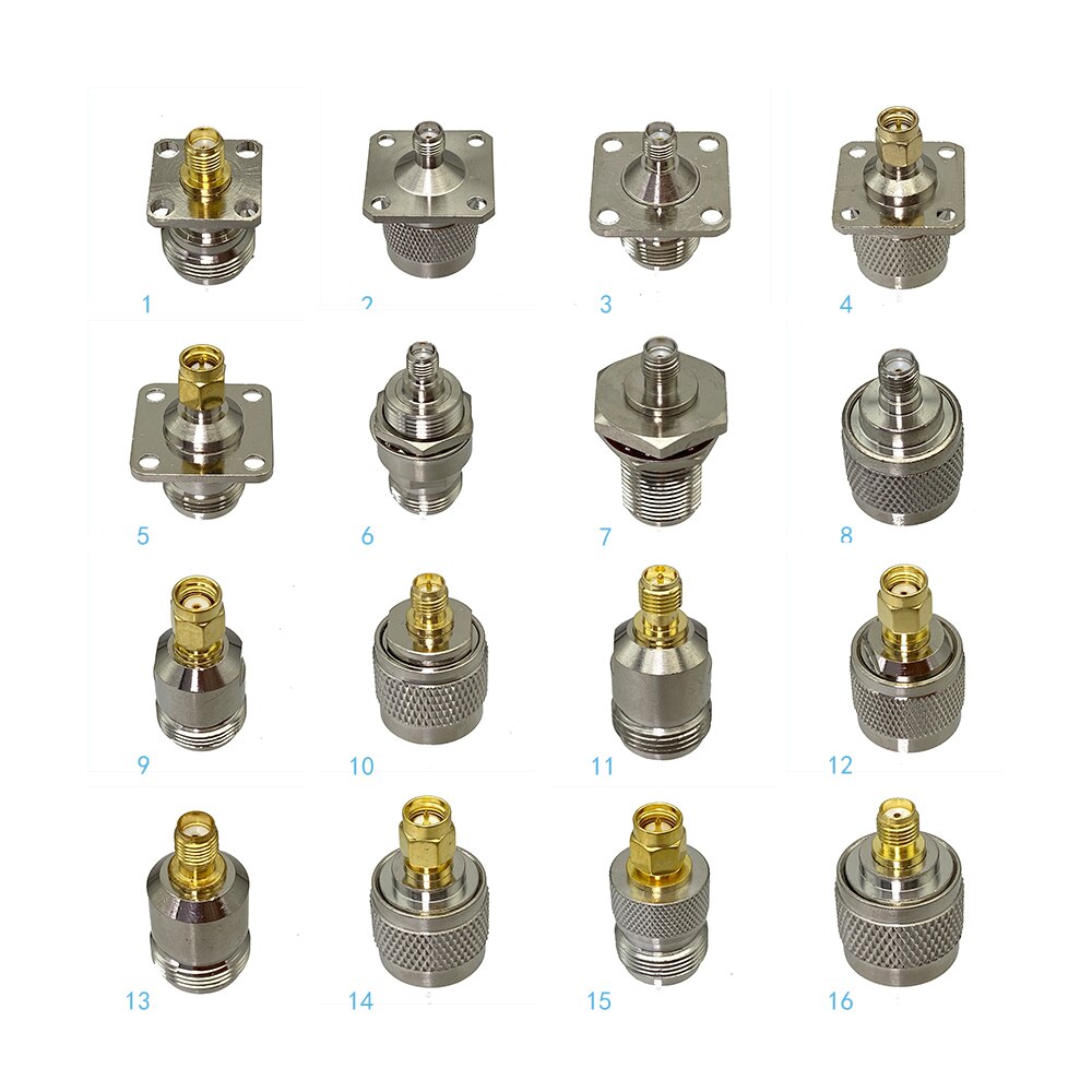 1pcs Connector Adapter N to SMA RP SMA Flange &amp; Bulkhead Male Plug &amp; Female Jack Wire Terminal RF Coaxial Converter