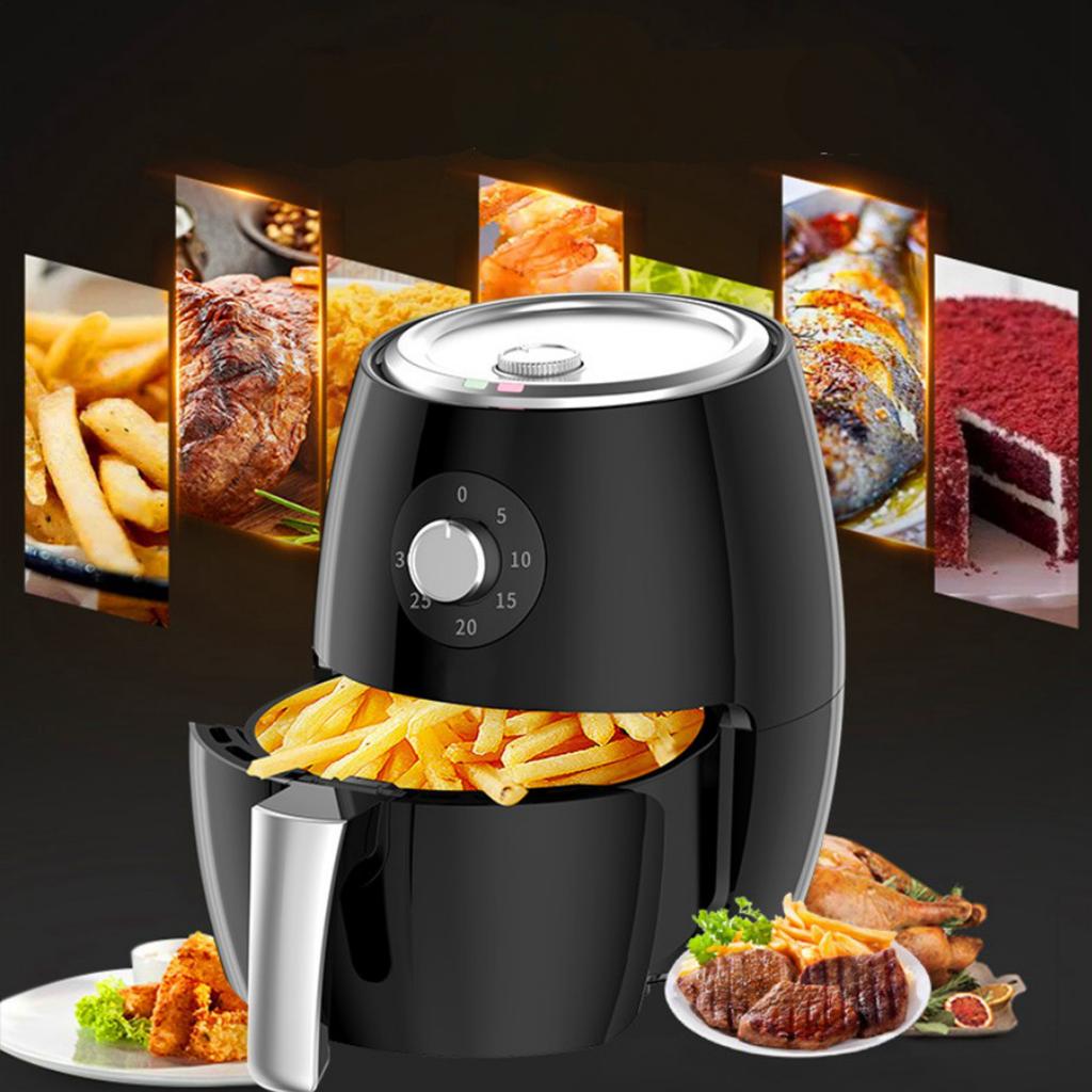 Air Fryer with Air Circulation System 30 Minute Timer for Healthy Oil Free or Low Fat Cooking 1350W 3.8L Black