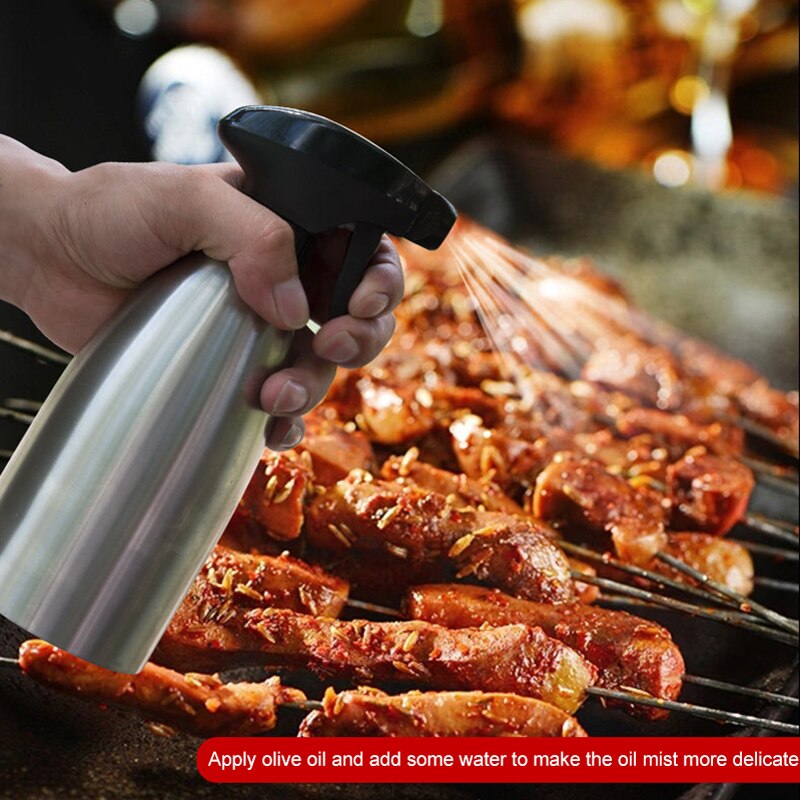 500ML Stainless Steel Oil Spray Bottle Kitchen Cook Olive Oil Sprayer Barbecue Gravy Boats