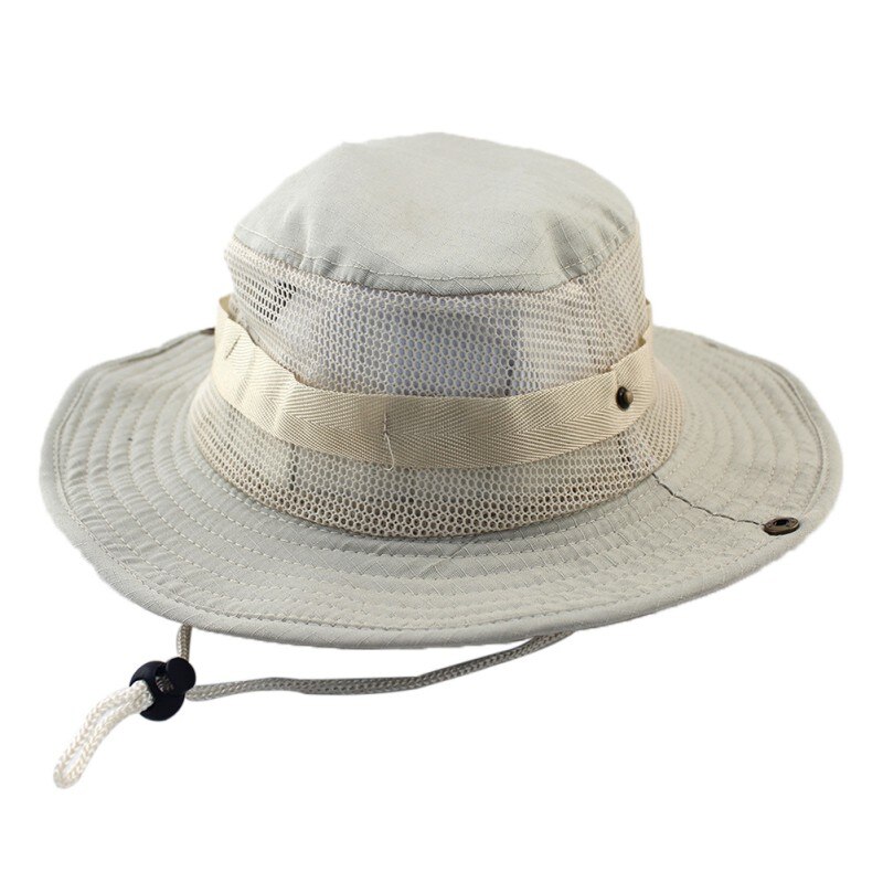 Fiskerhætte tøj tilbehør spand hatte voksen flad top rund foldning brim solskærm åndbar mesh cowboy