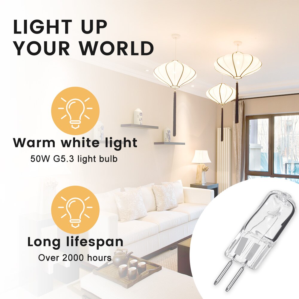 10pcs 120/220V Machine Work Lights Beads G5.3 Halogen Bulb Dedicated Lathe Tool Machine Work Lamp Warm White Clear Bulb