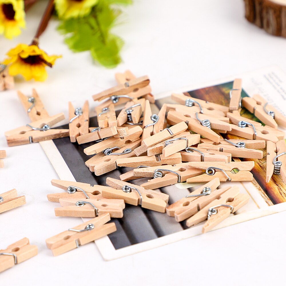 100 pièces très petite taille Mini pinces en bois naturel pour pinces Photo pince à linge artisanat décoration Clips chevilles