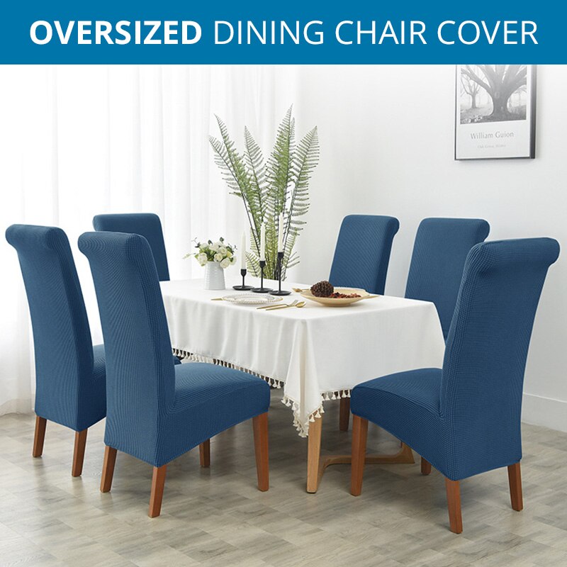 Jacquard XL Dining Chair Cover Extra Large Elastic Stretch Case for Chairs Spandex Long Back Chair Slipcover Kitchen