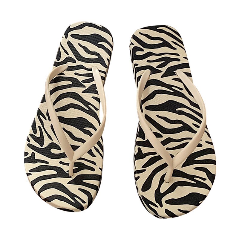 Tongs Kawaii à motif zèbre pour femmes, chaussures de plage décontractées, à la , pour bord de mer