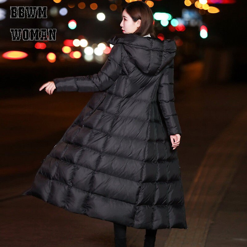 Black Winter Jacket Women Long Thick Warm Parka Coat Women Slim Hoodies Cotton Padded ZO854