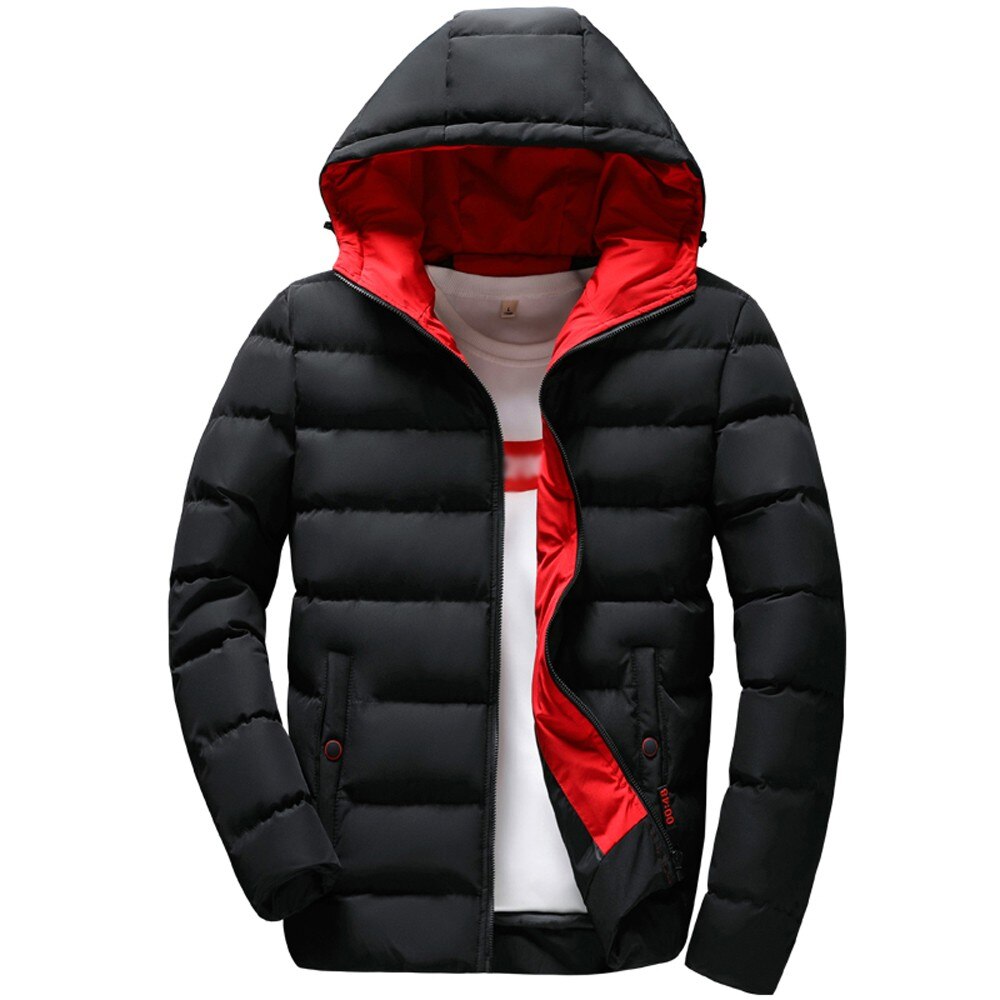 M -4xl miesten takki miesten vaatteet pojat rento lämmin hupullinen talvi vetoketju takki ulkovaatteet takki toppi  h111604: Musta / Xl