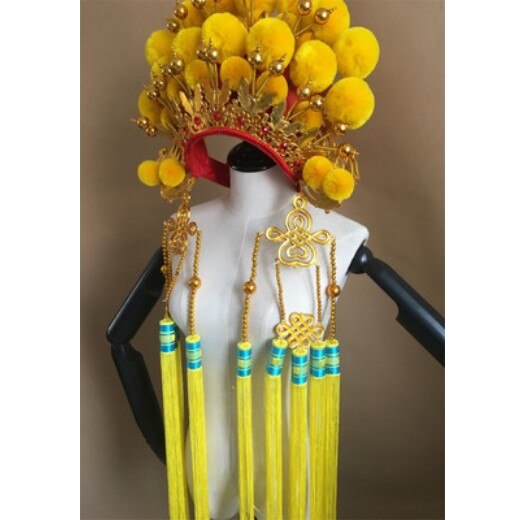 Gorros con pompón de 13 colores para adultos, sombrero de Drama chino con Bobbles, tocado de Festival, divertida de Halloween, gorro con borlas: 6