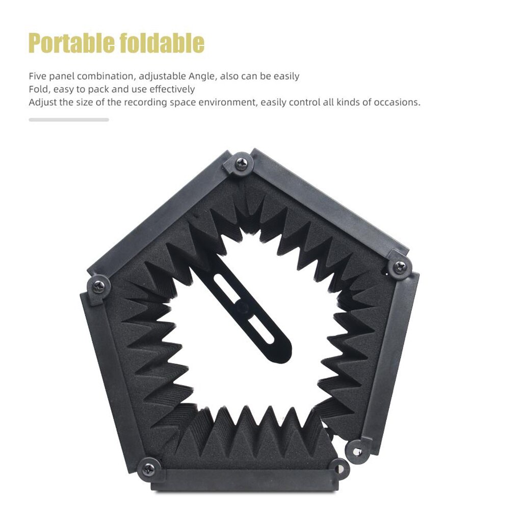 Foldable 5 Panel Mic Sound Absorbing Foam Wind Screen Studio Microphone Shield Shockproof Mount Vocal Booth Broadcast Recording