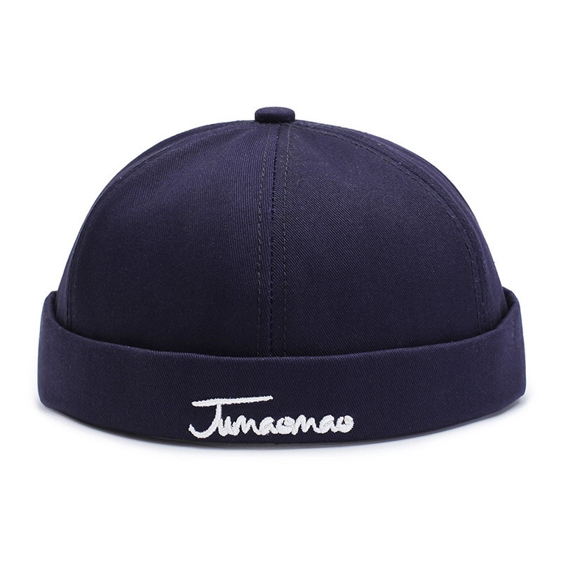 Skullcap bremless lue unisex skullcap sailor cap cuff vintage beanie lue solid bokstav broderi bomull kort beanie stropp cap