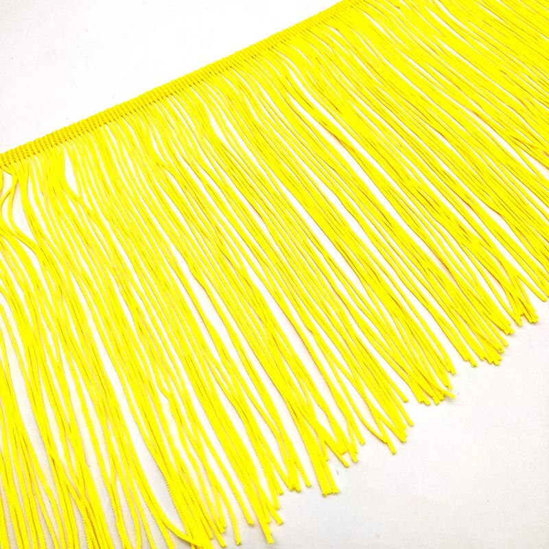 Ruban à franges en dentelle blanche de 50CM de Long, 15CM de large, pour bricolage, robe latine, vêtements de scène, accessoires: Yellow