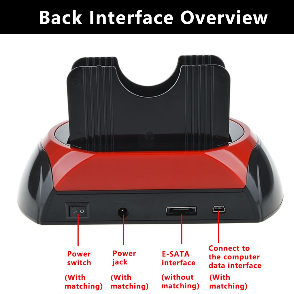 Docking Station per HDD doppia Base per Docking Station per unità disco rigido per custodia esterna da 2.5 pollici IDE/SATA USB 3.5 da 2.0 pollici