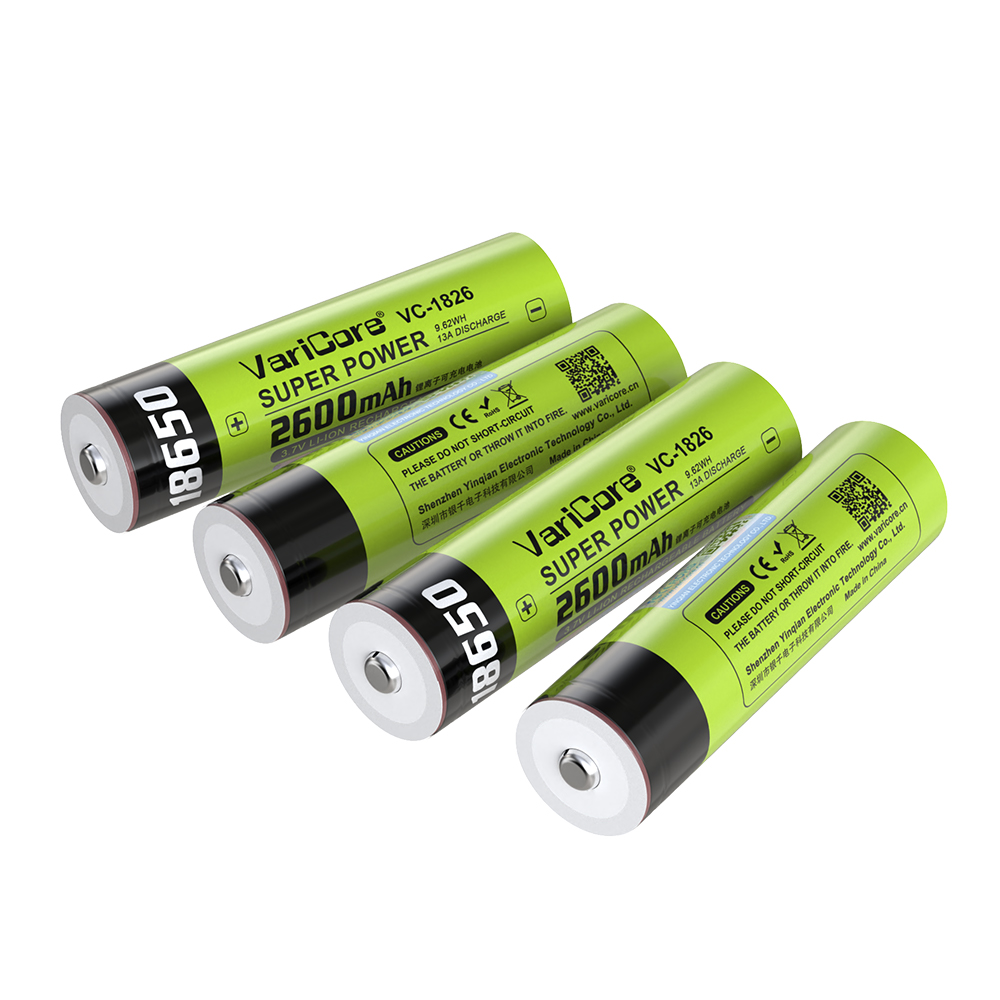 18650 oppladbare batterier 18650 li- ionbatterier 3.7v 2600 mah innebygd batteri i enheten, klasse a-kvalitet varicore-vvv