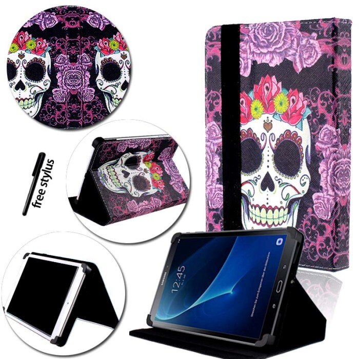 KK&LL para Samsung Galaxy Tab A A6 7,0 T280 T285 )-Funda de cuero para Tablet inteligente: Purple Skull