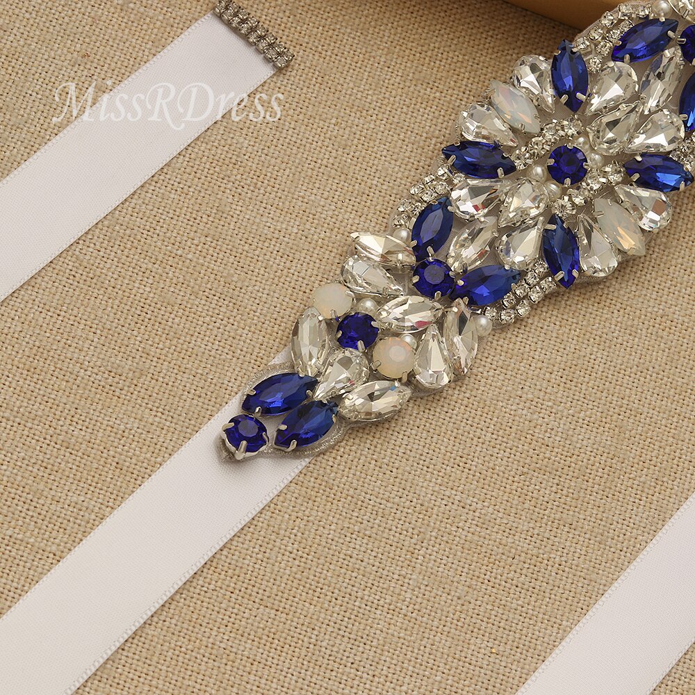 MissRDress Opal Bridal Belt Royal Blue Crystal Bridal Sash Rhinestones Wedding Belt Sash For Wedding Accessories JK934