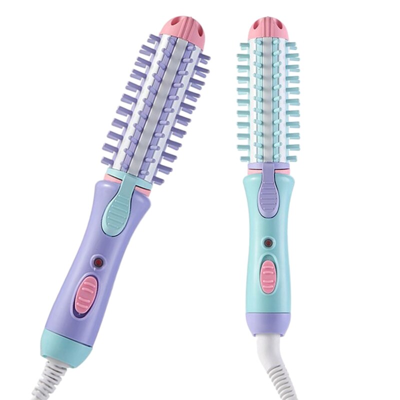 2 st elektrisk hårstyler locktång locktång torktumlare reseplattång keramisk jonisk hårrullare borste eu plug, blå