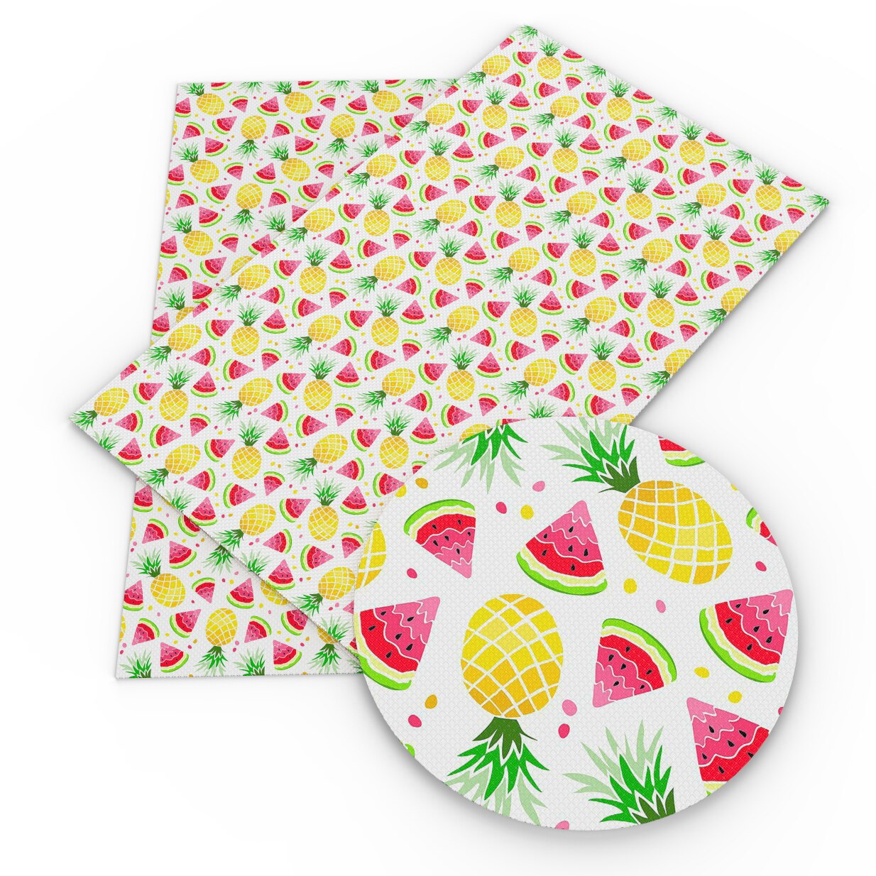 Fruits Theme Faux Leather Sheets Pineapple Strawberry Banana Pattern Printed Synthetic Leather Fabric Sewing Materials Crafts: 1089855001