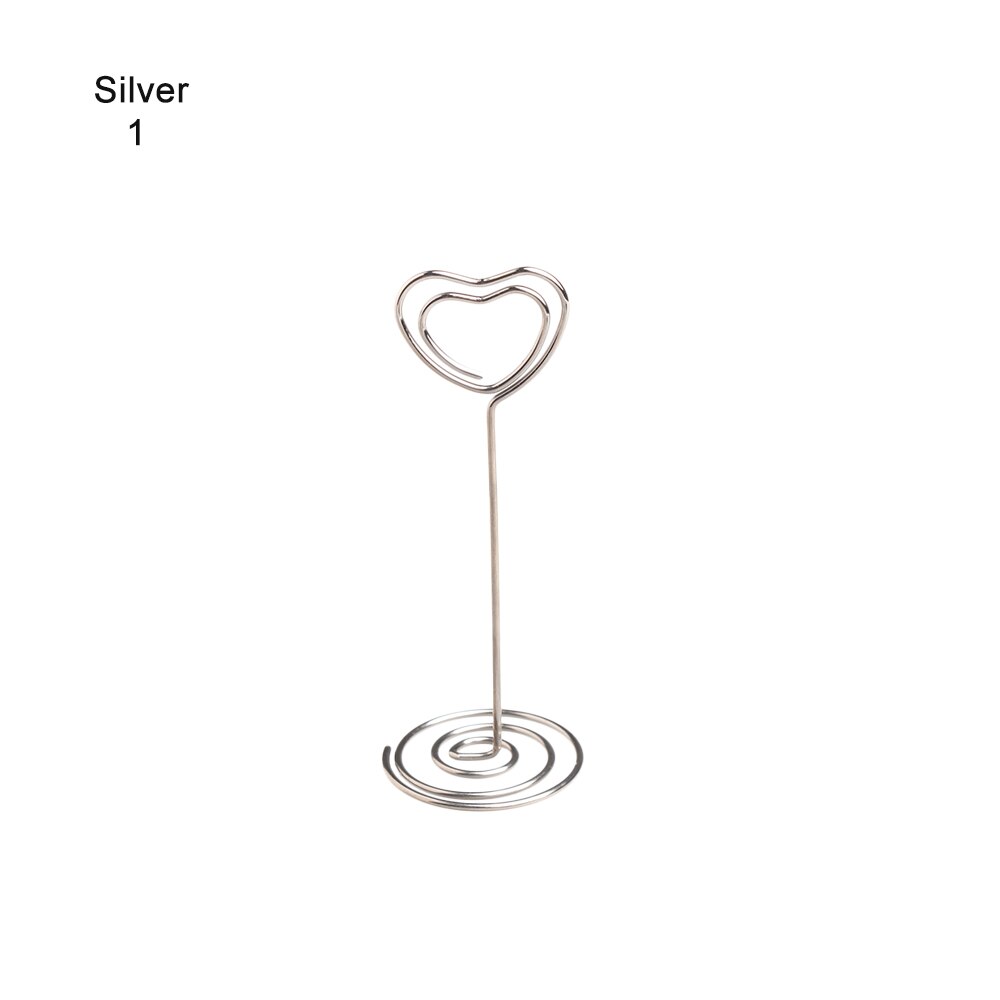 Metalen Kaarthouder Romantische Hart Foto Clip Tafel Nummer Stand Wedding Party Desktop Decoratie Bureau Accessoires: Sliver1