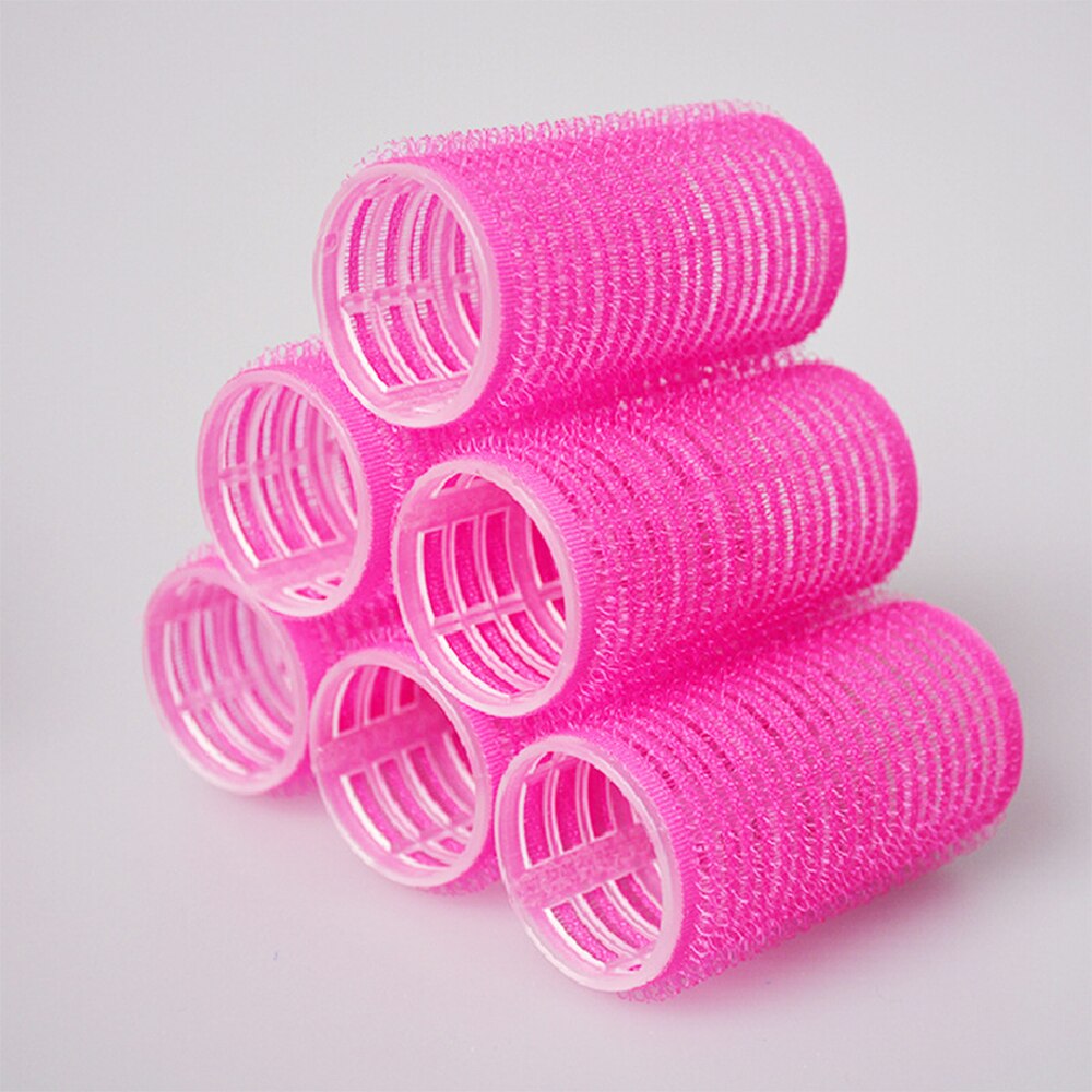 6 stuks grote zelfklevende haarrollers professionele salonkappers krultangen multi-size kapsalon gereedschap diy haarrollers: Roos