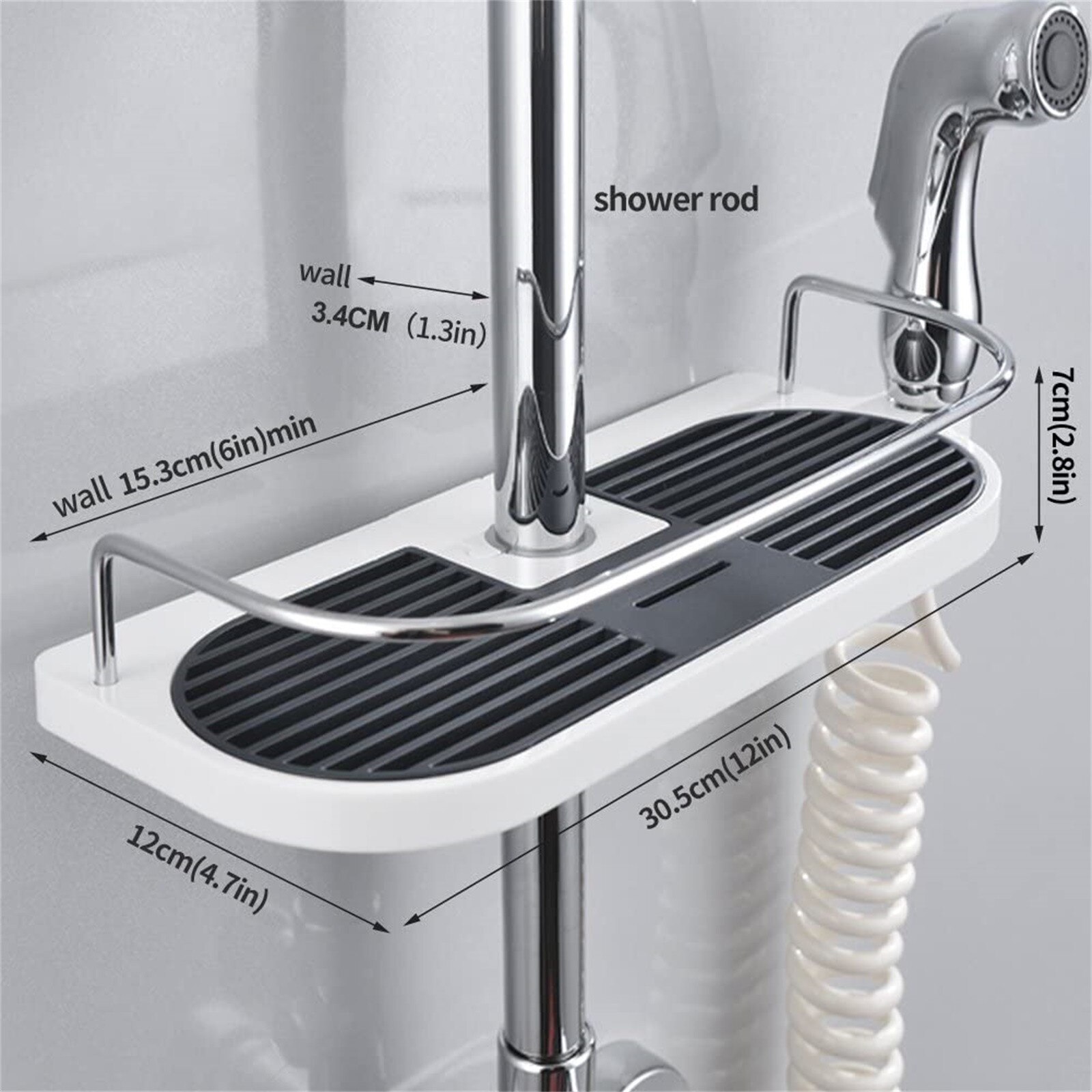 Practical Bathroom Pole Shower Storage Rack Holder Large Pole Shelf Shower Storage Caddy Rack Organiser Tray Holder 1PC