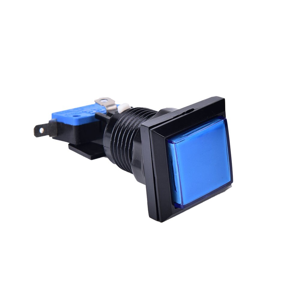 1PCS Square game machine push button arcade LED momentary illuminated push button 5 Colors: Blue