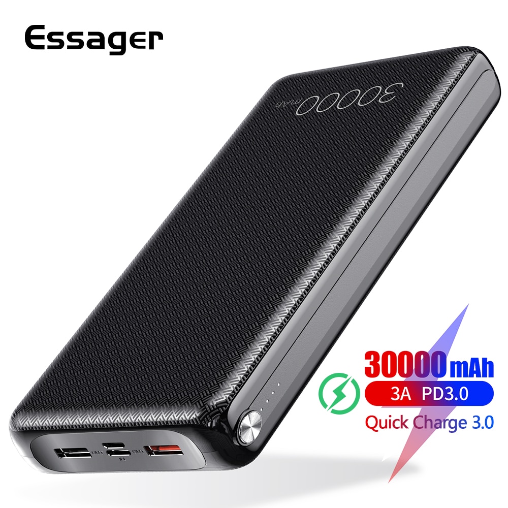 Essager 30000 mAh Power Bank Quick Charge 3,0 PD USBC 30000 mAh Power Tragbare Externe Batterie Ladegerät Für iPhone Xiaomi mi