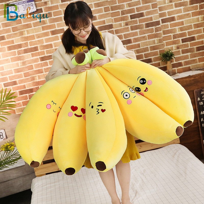 Hot New 1pc 80/100CM śliczne pluszowe owoce zabawki żółty Banana pluszowe rośliny zabawki Banana poduszki dla domu łóżko dziecko dzieci prezenty urodzinowe