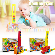 Trein Elektrische Domino Auto Voertuig Model Magical Automatische Set Up Kleurrijke Plastic Domino Speelgoed YH-17